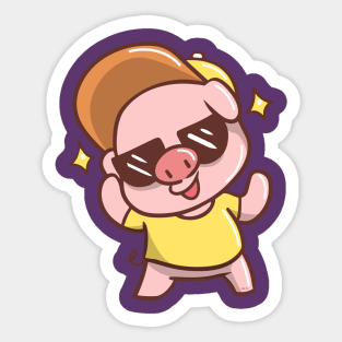 Cute Summer time Piggy with Sunglasses Sticker